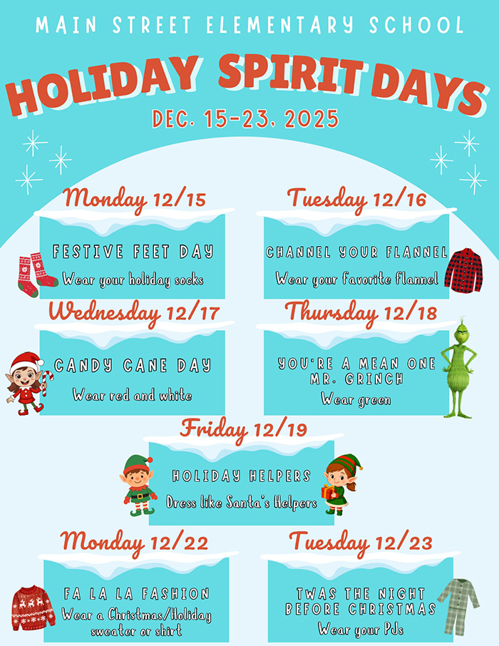 Holiday Spirit Days Flyer