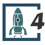 Rocket next to a number 4