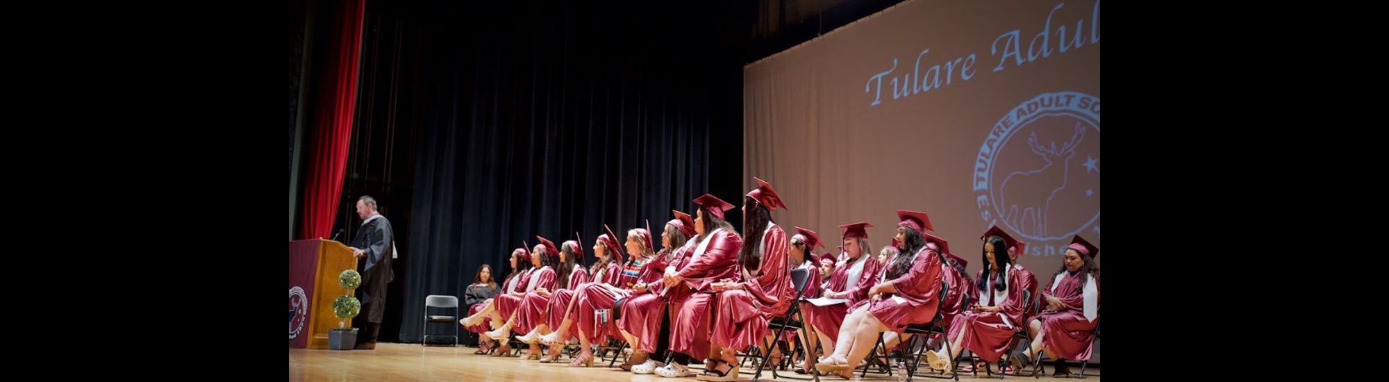 Students sitting during graduation ceremony