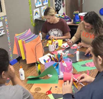 Students doing crafts