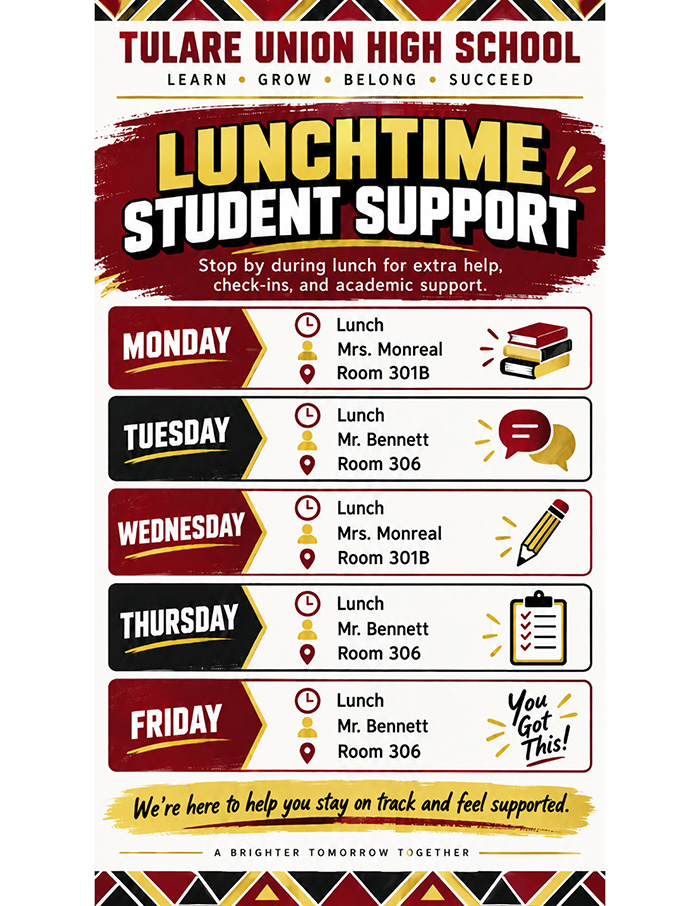 Lunchtime Student Support flyer