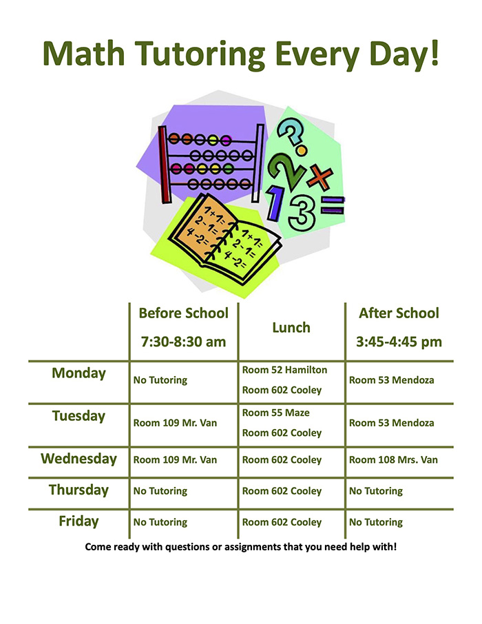 Math Tutoring Every Day! Poster 2026
