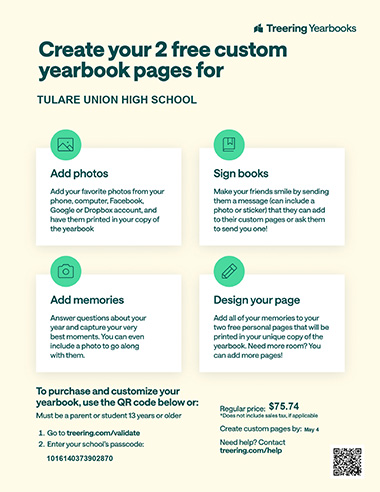 Create your two free custom yearbook pages flyer - English