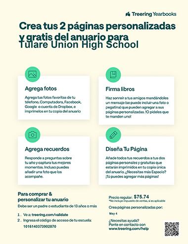Create your two free custom yearbook pages flyer - Spanish