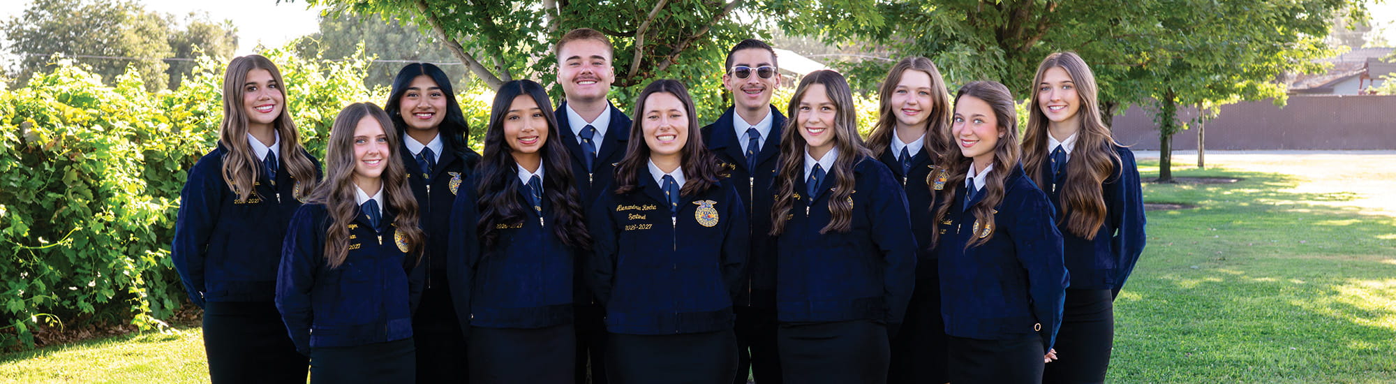 Group photo of 2026–2027 FFA officers outside