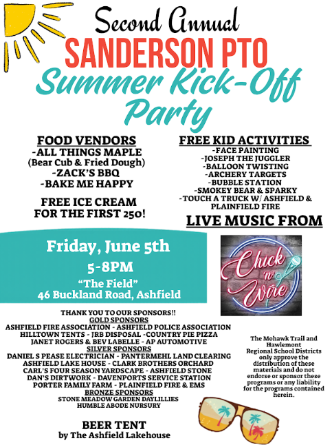 Second Annual Sanderson PTO Summer Kick-Off Party flyer