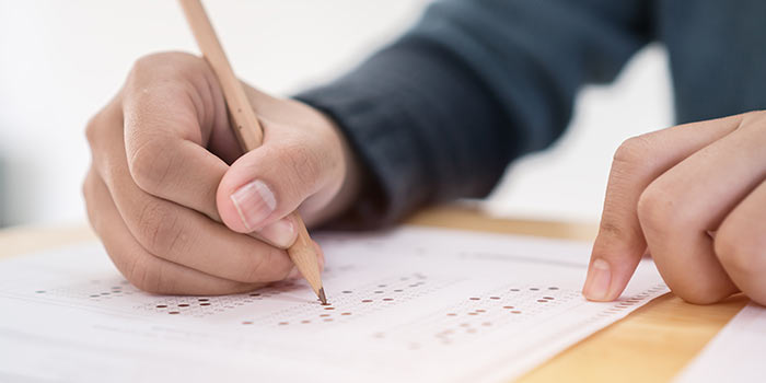 Person taking an exam