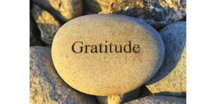 A rock with the word Gratitude