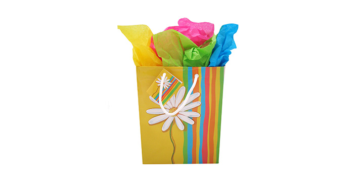 Gift bag with colorful tissue paper