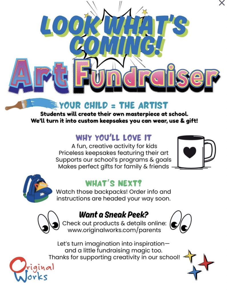 Look What's Coming! Art Fundraiser flyer
