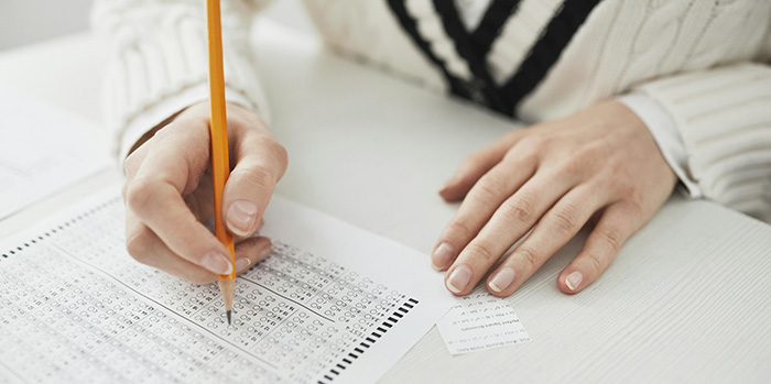 Student taking a test