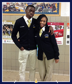 Two students in hallway