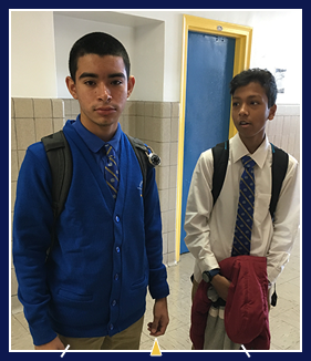 Two students in hallway