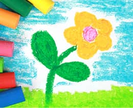Colorful chalk drawing of a flower