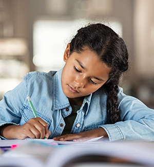 young girl studying