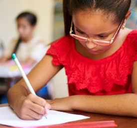 student writing