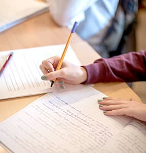 student writing