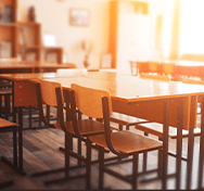 classroom full of desks