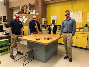 Graphic arts teacher Patrick Lauletta and computer systems technology teacher Colin Kolb, along with Principal Mike Brooks and CTE Director Lisa McNamara, gratefully accept a $2,000 educator grant from the Pennsylvania Association of Rural and Small Schools. The grant, along with matching funds from an anonymous donor, goes toward launching a drone certification program for students. Thank you, PARSS, for supporting student success at Octorara Jr. Sr. High School!