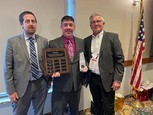 PARSS Executive Director, Dr. Edward Albert, presents the PARSS Advocacy Award to Mr. David McAndrew, Jr., Superintendent of Panther Valley School District.