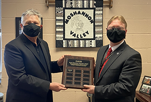 PARSS Executive Director, Dr. Edward Albert, presents the PARSS Advocacy Award to Dr. John Zesiger, Superintendent of Moshannon Valley School District.