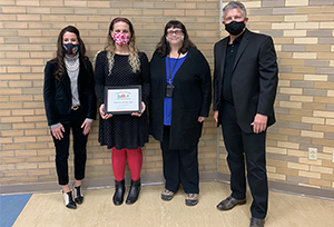 PARSS Executive Director, Dr. Edward Albert, presents the Educator of the Year Award to Mrs. Stephanie Tarby, school counselor at Juanita Elementary in the DuBois Area School District. Also pictured are Wendy Benton, superintendent, and Barbara Jo Smith, principal.