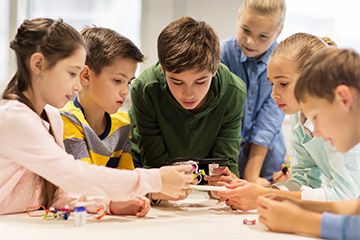 Students gathered around working together