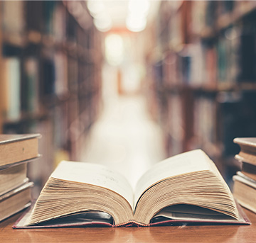 open book in library