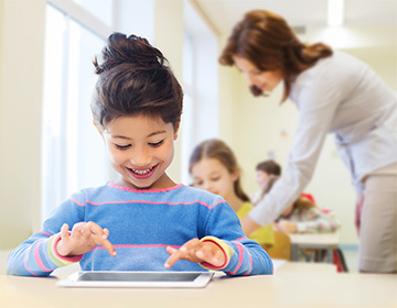 Student using a tablet