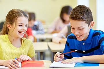 Two students working together