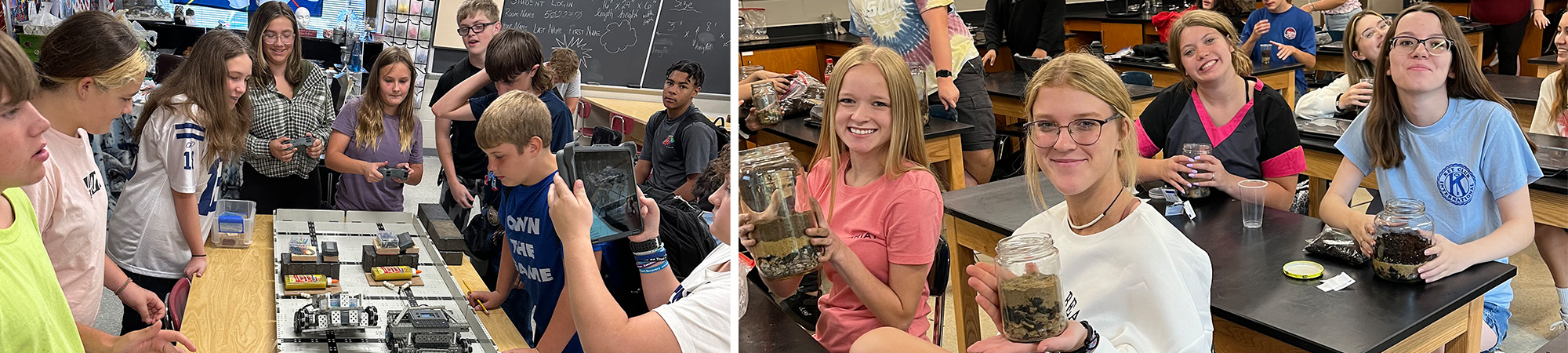 students showing their projects