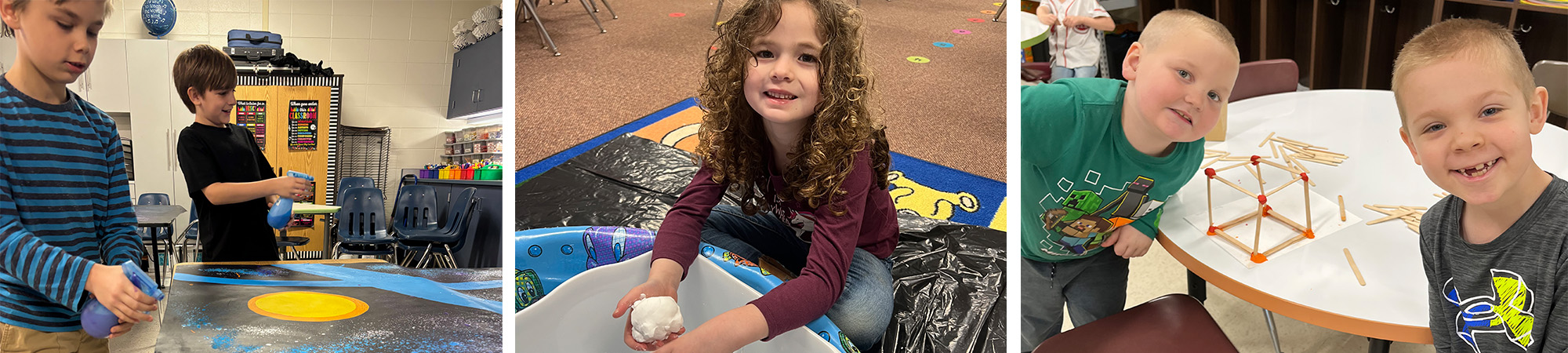 students working on various arts and crafts