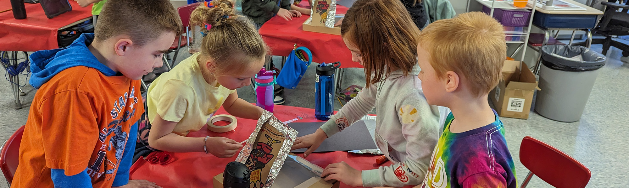 students creating art
