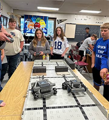 Students racing robots