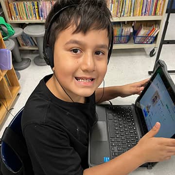A student on a laptop