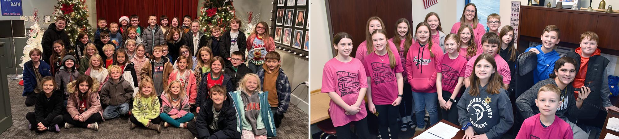 Student group photo for Christmas, and student group photo for a club