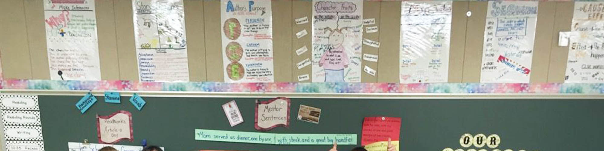 Student posters displayed in a classroom