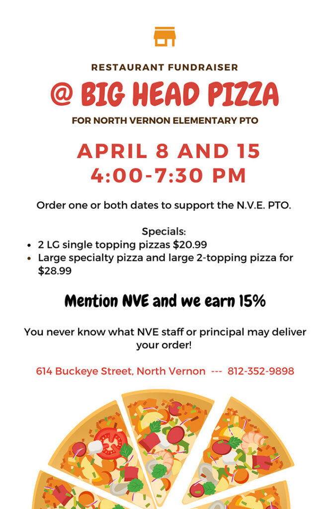 Big Head Pizza fundraiser flyer