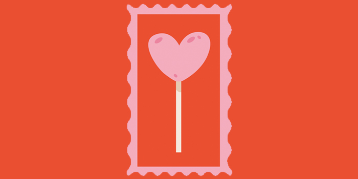 Drawing of a heart-shaped lollipop