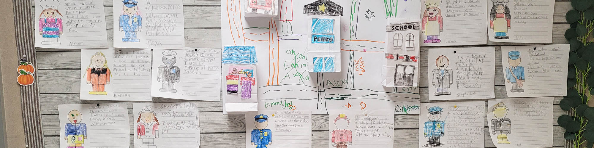Students artwork showcased on the wall