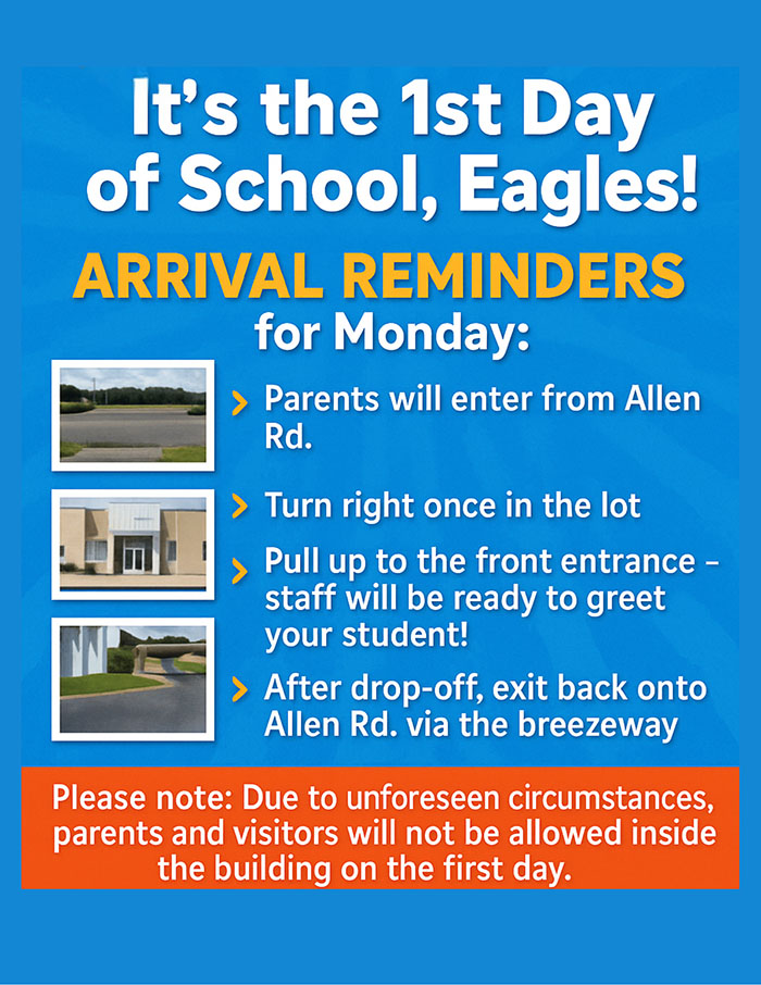 It's the 1st day of school, Eagles! flyer