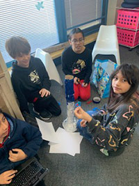 Students building together