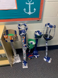 Student's prosthetic legs they built on display
