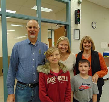three adults and two kids