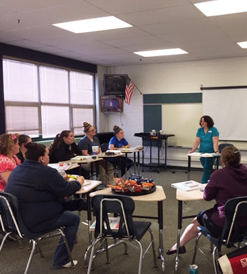 Nursing students in a classroom