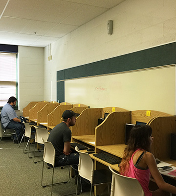 Students studying in a classroom