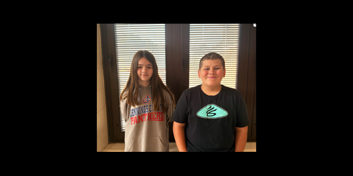 Perfect Attendance Winners - 7th Grade Winners Jordynn Bryant and Carson Assman