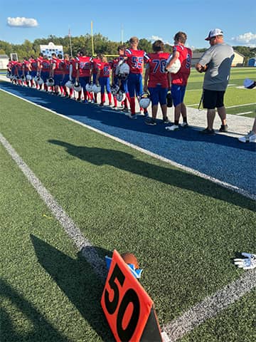 Football team on a line