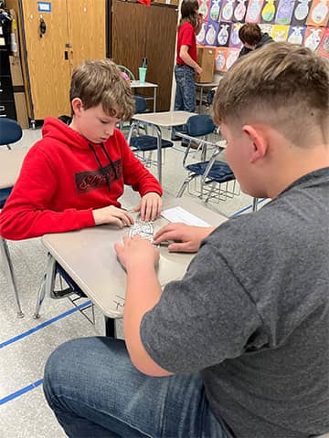 Two students working together