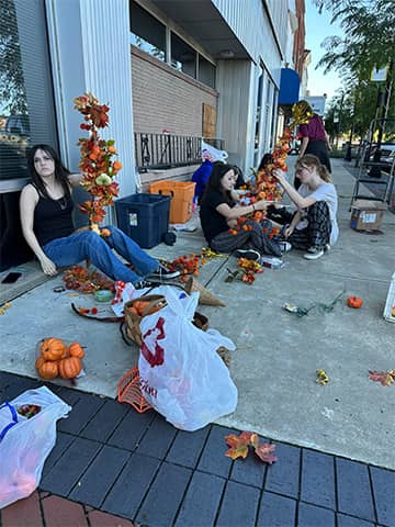students at a fall festival